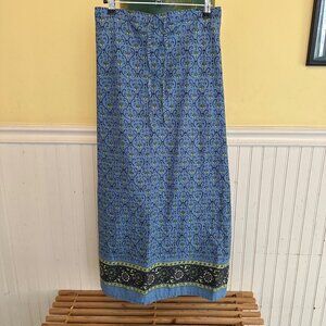 Route 66 Womens Blue Maxi Skirt With Green Floral Pattern